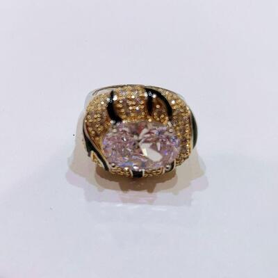 Cubic Zirconia and Sterling Silver Statement Ring Size 7