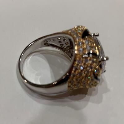 Cubic Zirconia and Sterling Silver Statement Ring Size 7