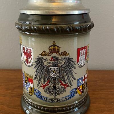 German Deutschland Coat of Arms Lidded Beer Stein Mug