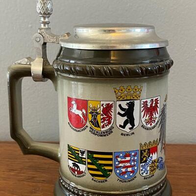 German Deutschland Coat of Arms Lidded Beer Stein Mug