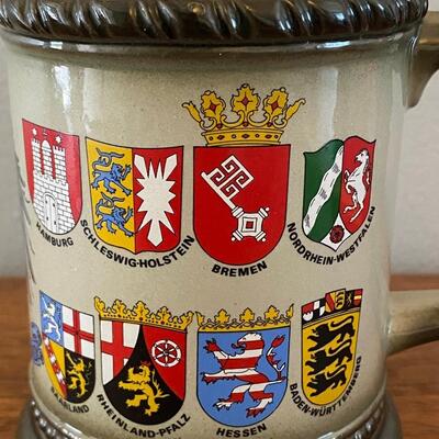 German Deutschland Coat of Arms Lidded Beer Stein Mug