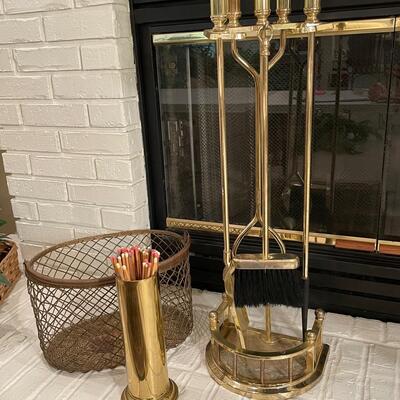 Lot 159  Brass Fireplace Set
