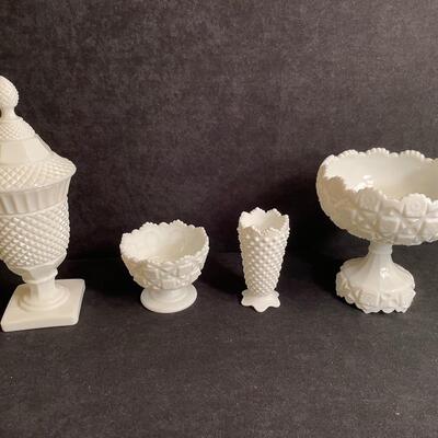 Lot 177  Milk Glass Items