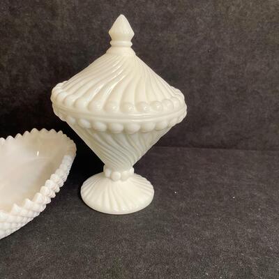 Lot 178  Milk Glass Items