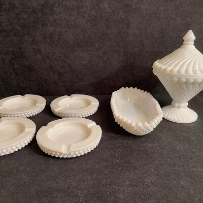 Lot 178  Milk Glass Items