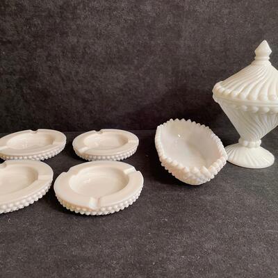 Lot 179  Milk Glass Items
