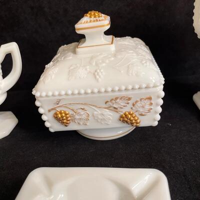 Lot 180  Milk Glass Items