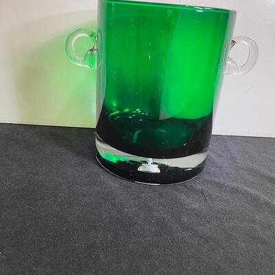 Lot 190  Green Glass Ice Bucket