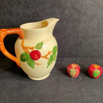 Lot 219  Franciscan Apple Water Pitcher and Salt and Pepper
