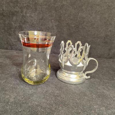 Lot 230  Vintage Tea Glasses in Metal Holders
