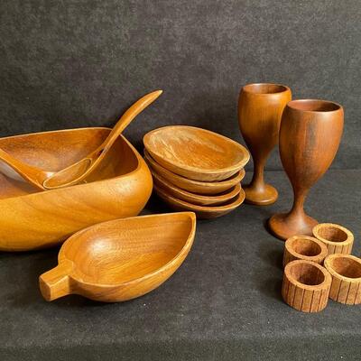 Lot 234  Vintage Wooden Salad Set