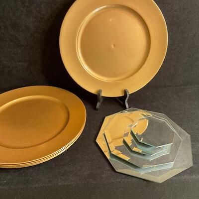 Lot 237  Gold chargers and Mirrors