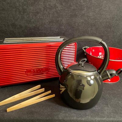 Lot 241  Kitchen Misc with Red Toaster