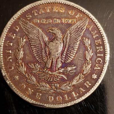 1891  P Rainbow toned morgan silver dollar .This coin has some colorful toning. 