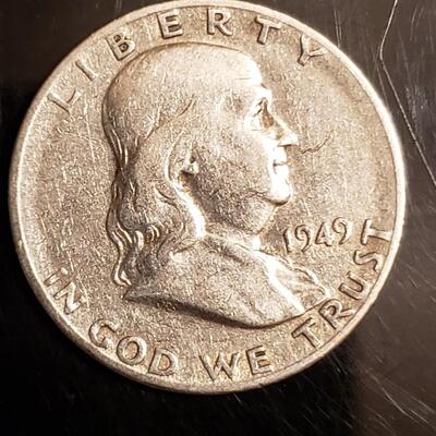 Silver 1949 Franklin half dollar 