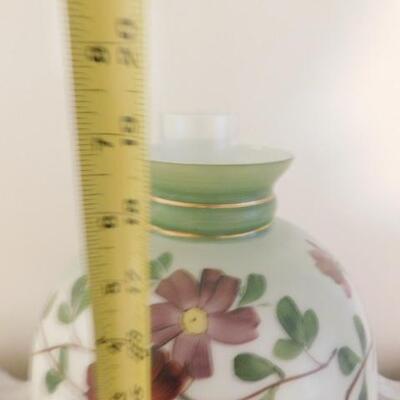 Vintage Green Glass Post Electric Hurricane Lamp with 10