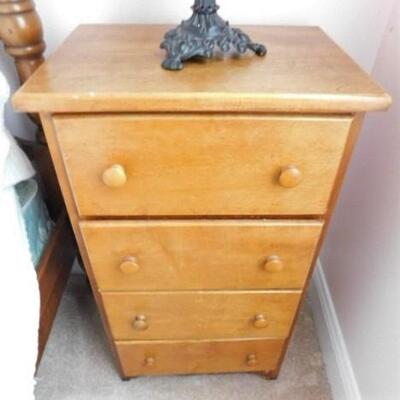 Vintage Three Drawer Maple Bedside Dresser 