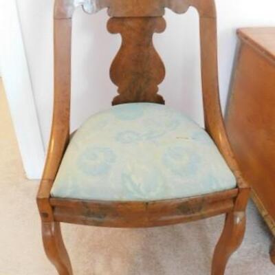 Vintage Curly Maple Urn Back Chair with Upholstered Seat #1 of 2