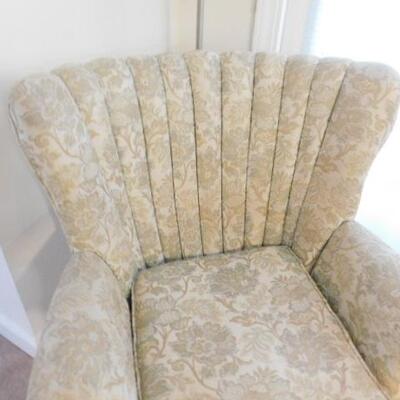 Vintage Tufted Wide Back Chair with Brass Tack Accents and Ball and Claw Feet