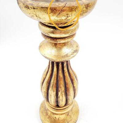 GOLD COLORED PILLAR CANDLE HOLDERS SET OF 4
