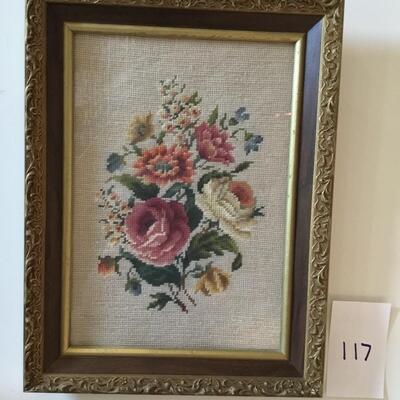 Framed Floral Needlepoint