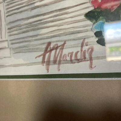 Signed Water color of steps in Rome