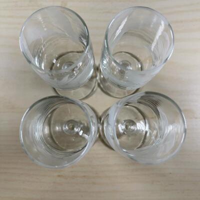 Set of 4 Floral Etched Cordial Glasses Sherry Stemware