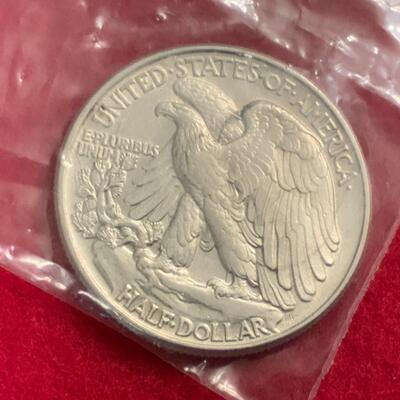 1945 AU LIBERTY WALKING 90% SILVER HALF DOLLAR