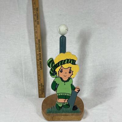 Precious Moments Style Golf Girl Paper Towel Holder