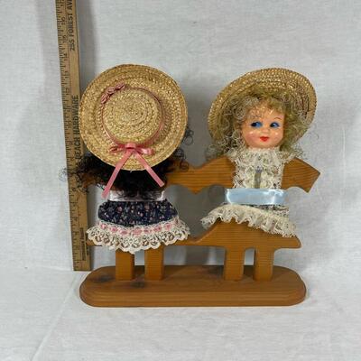 Hand Made Wood Dolls Holding Hands