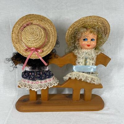 Hand Made Wood Dolls Holding Hands
