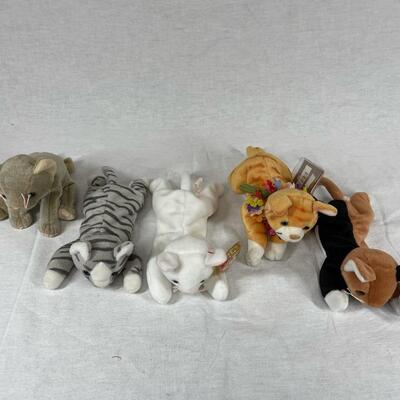 Set of 5 TY Beanie Baby Plush Stuffed Animal Cats Kittens