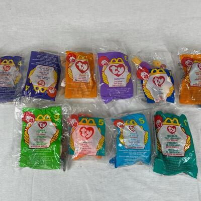 Set of 10 McDonalds Beanie Baby Happy Meal Toys Packaged