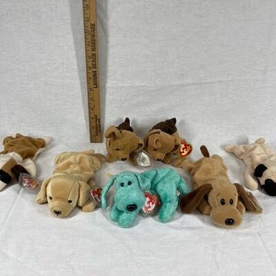 Set of 7 TY Beanie Baby Puppy Dog Plush Stuffed Animals