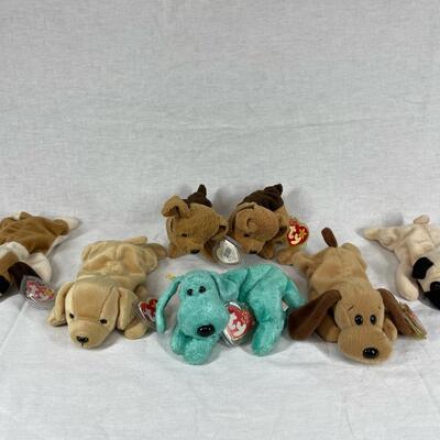 Set of 7 TY Beanie Baby Puppy Dog Plush Stuffed Animals