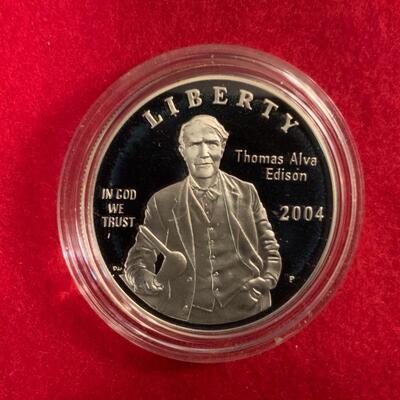 2004 THOMAS EDISON 90% SILVER PROOF DOLLAR 