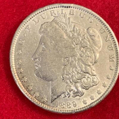 1889 AU MORGAN 90% SILVER DOLLAR 