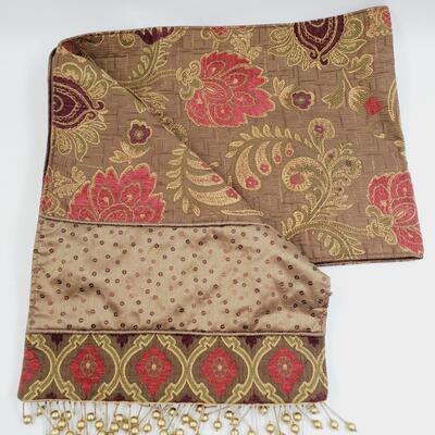 BEADED FRINGE FLORAL TABLE RUNNER