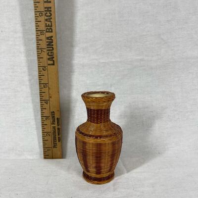 Miniature Wicker Woven Vase Urn Basket