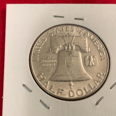 1957 D FRANKLIN UNCIRCULATED 90% SILVER HALF DOLLAR 