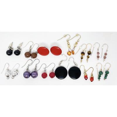 ASSORTED STONE & STONE TYPE EARRING LOT