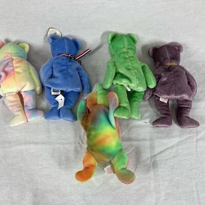 Set of 5 TY Beanie Baby Teddy Bear Stuffed Animal Plush