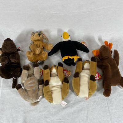 Lot of 7 TY Beanie Baby Wildlife Forest Creature Plush Stuffed Animals