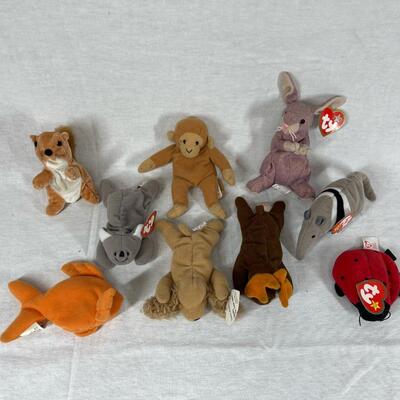 Lot of 9 TY Beanie Baby Mini Stuffed Plush Animals