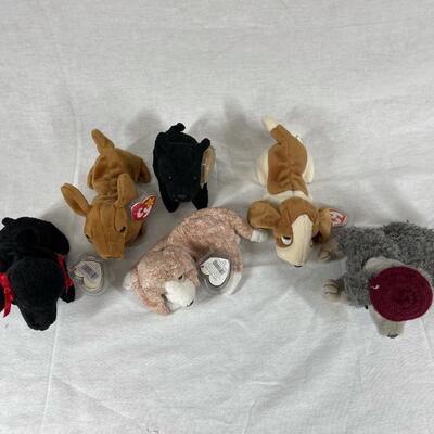 Lot of 6 TY Beanie Baby Plush Stuffed Animal Puppy Dogs