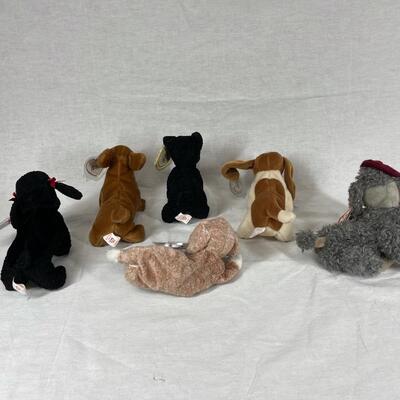 Lot of 6 TY Beanie Baby Plush Stuffed Animal Puppy Dogs