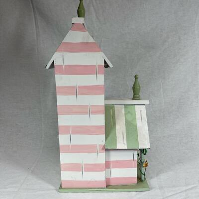 Green and Pink Shabby Chic Cottagecore Bird House