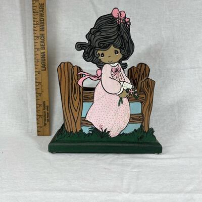 Precious Moments Style Girl in Pink Dress Napkin Holder