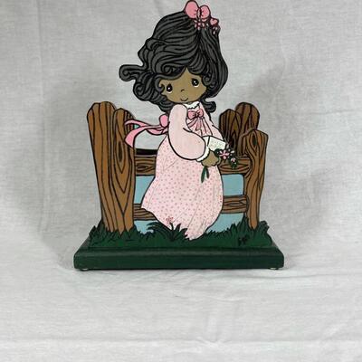 Precious Moments Style Girl in Pink Dress Napkin Holder