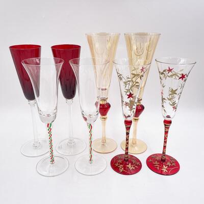 CHAMPAGNE GLASSES LOT #2 - CHRISTMAS/HOLIDAY